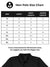 Size chart for Fighterhero Men's Black Polo T-shirt with 'Empathy' design