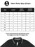 Size chart for Fighterhero Men's Dark Grey Polo T-shirt with 'No Excuses' design