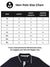 Size chart for Fighterhero Men's Navy Blue Polo T-shirt with 'Unshaken Foundation' design