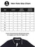 Size chart for Fighterhero Men's Navy Blue Polo T-shirt with 'There's Always a Sunrise' design