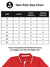 Size chart for Fighterhero Men's Red Polo T-shirt with 'Empathy' design