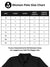 Size chart for Fighterhero Women's Black Polo T-shirt with 'Chase The Impossible' design
