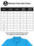 Size chart for Fighterhero Women's Blue Polo T-shirt with 'There's Always a Sunrise' design