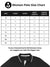 Size chart for Fighterhero Women's Dark Grey Polo T-shirt with 'Grounded' design