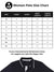 Size chart for Fighterhero Women's Navy Blue Polo T-shirt with 'Chase The Impossible' design