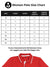 Size chart for Fighterhero Women's Red Polo T-shirt with 'Boundless' design
