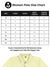 Size chart for Fighterhero Women's Yellow Polo T-shirt with 'Chase The Impossible' design