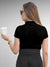 Back view of Fighterhero Women's Black Polo T-shirt, highlighting the modern look and clean finish