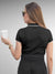 Back view of Fighterhero Women's Dark Grey Polo T-shirt, highlighting the modern look and clean finish