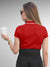 Back view of Fighterhero Women's Red Polo T-shirt, highlighting the modern look and clean finish