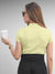 Back view of Fighterhero Women's Yellow Polo T-shirt, highlighting the modern look and clean finish