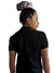 Back view of Fighterhero Women's Black Polo T-shirt, highlighting the modern look and clean finish