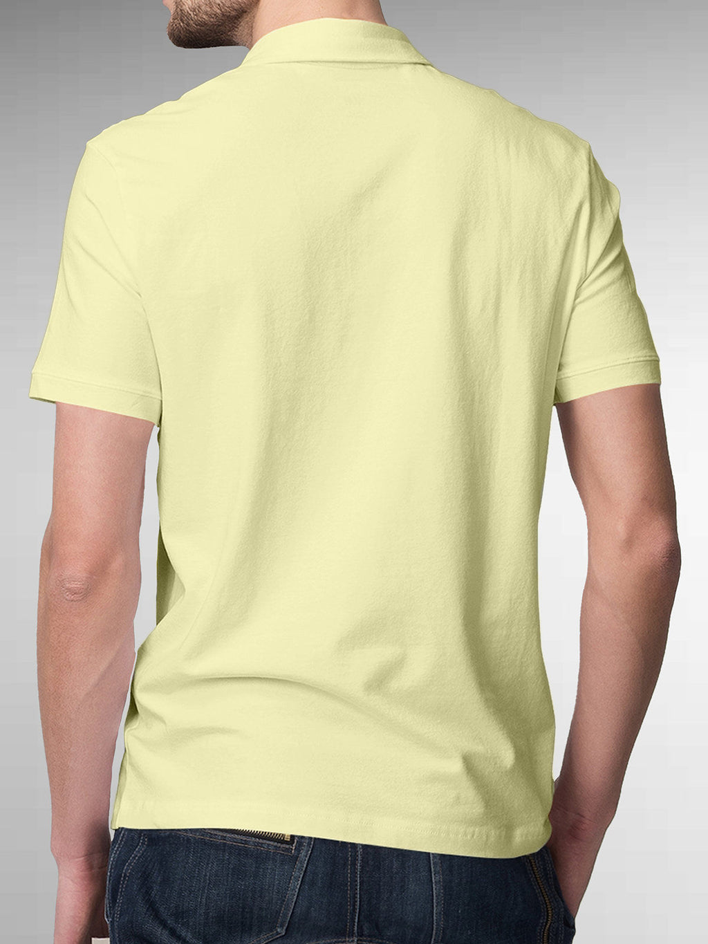 Back view of Fighterhero Men's Yellow Polo T-shirt with 'Resilient' design, highlighting the modern look and clean finish