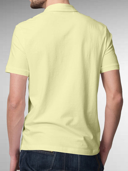 Back view of Fighterhero Men's Yellow Polo T-shirt with 'Resilient' design, highlighting the modern look and clean finish