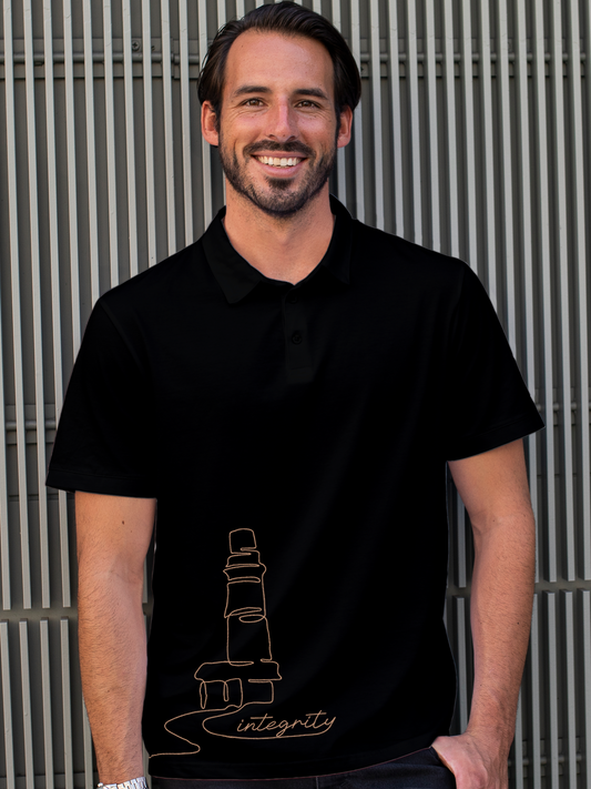 Stand Tall with Integrity in this Black Polo