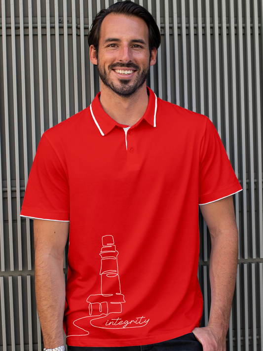 Stand Tall with Integrity in this Red Polo