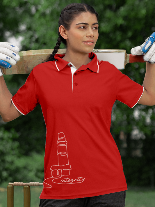 Stand Tall with Integrity in this Red Polo