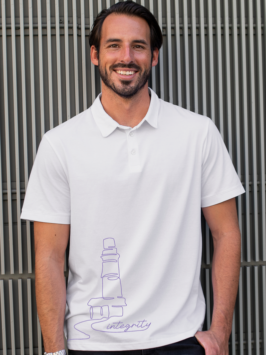 Stand Tall with Integrity in this White Polo