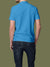 Back view of Fighterhero Men's Blue Polo T-shirt, highlighting the modern look and clean finish