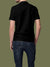 Back view of Fighterhero Men's Black Polo T-shirt, highlighting the modern look and clean finish