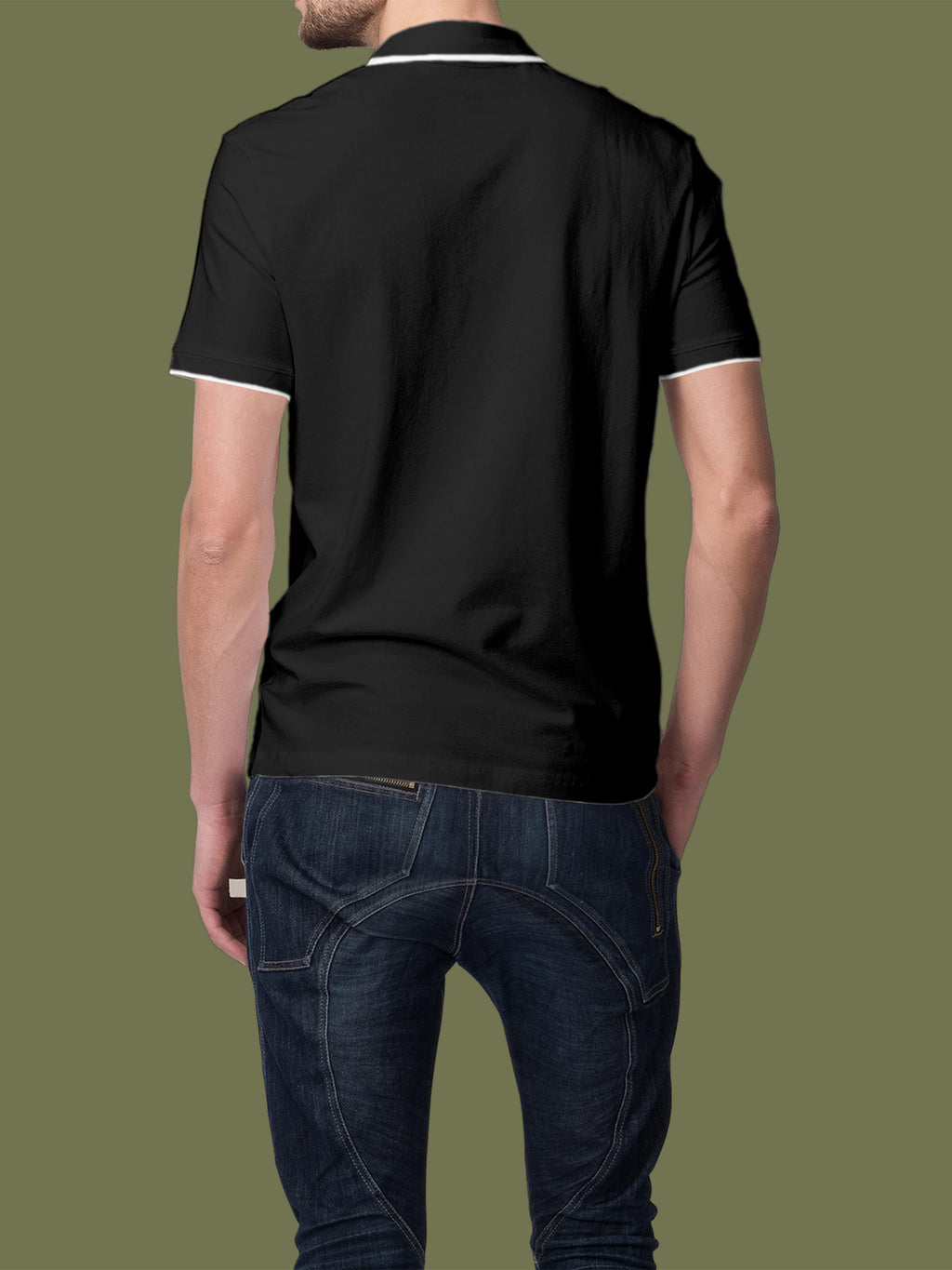 Back view of Fighterhero Men's Dark Grey Polo T-shirt, highlighting the modern look and clean finish