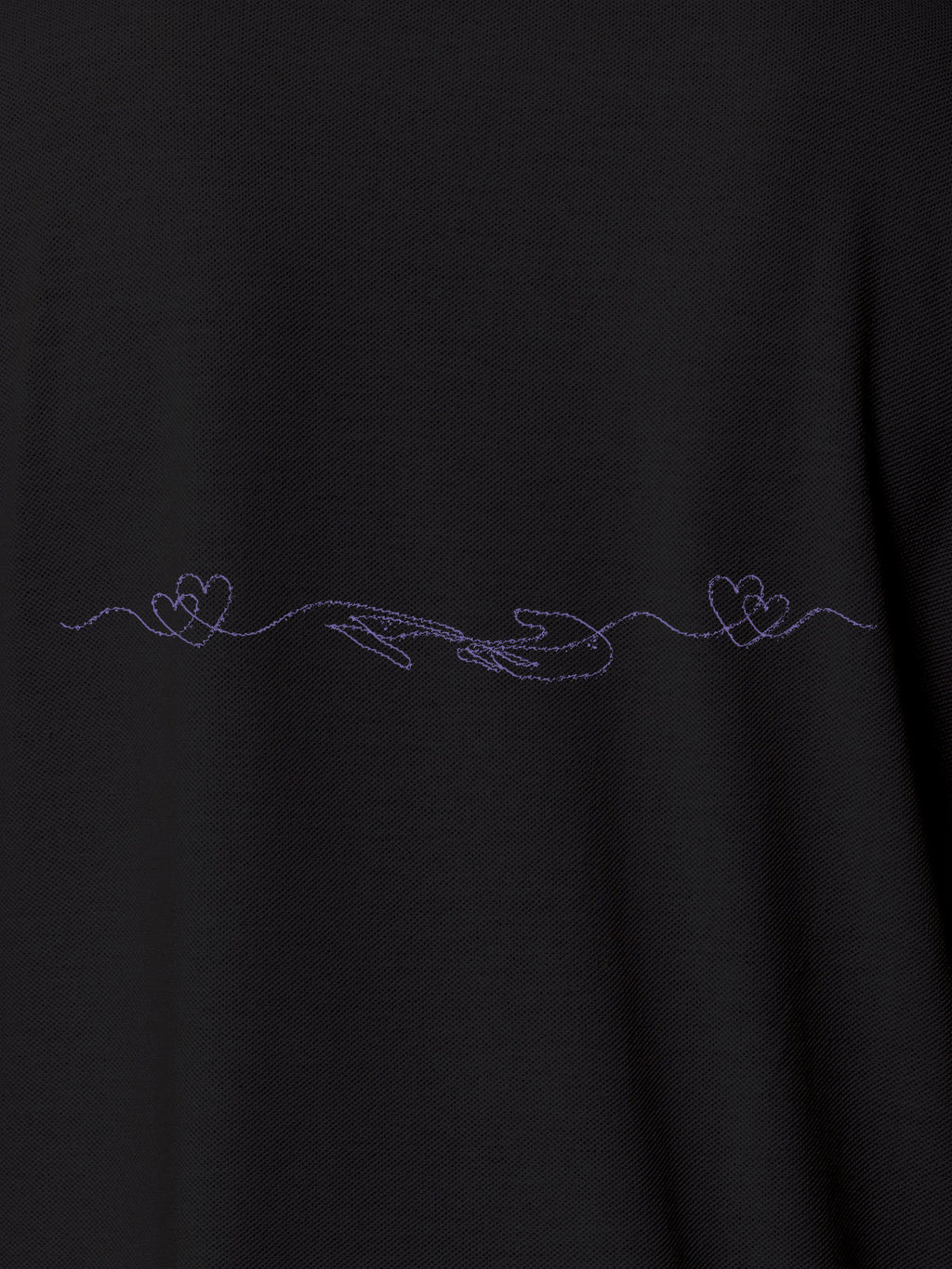 Close up of 'Empathy' design on Men's Dark Grey Polo T-shirt, highlighting intricate details and vibrant print.