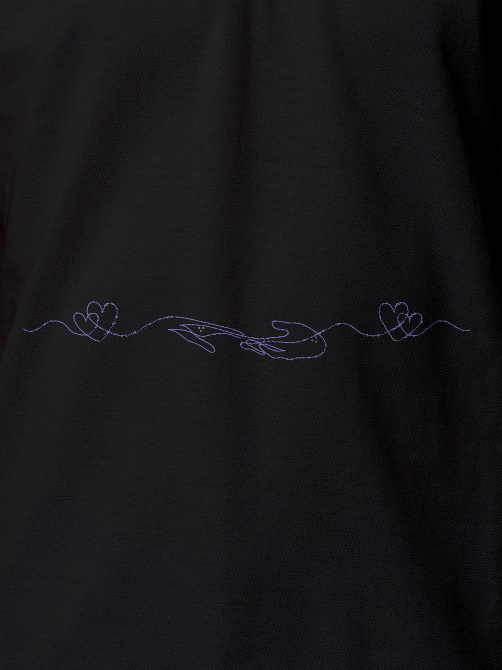 Close up of 'Empathy' design on Women's Dark Grey Polo T-shirt, highlighting intricate details and vibrant print.