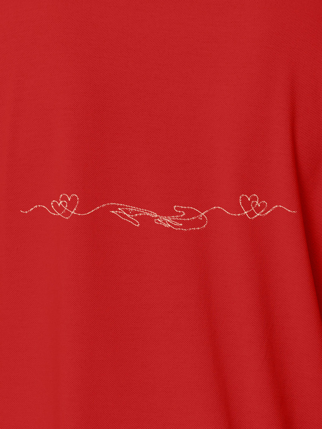 Close up of 'Empathy' design on Men's Red Polo T-shirt, highlighting intricate details and vibrant print.