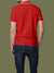 Back view of Fighterhero Men's Red Polo T-shirt, highlighting the modern look and clean finish