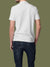 Back view of Fighterhero Men's White Polo T-shirt, highlighting the modern look and clean finish