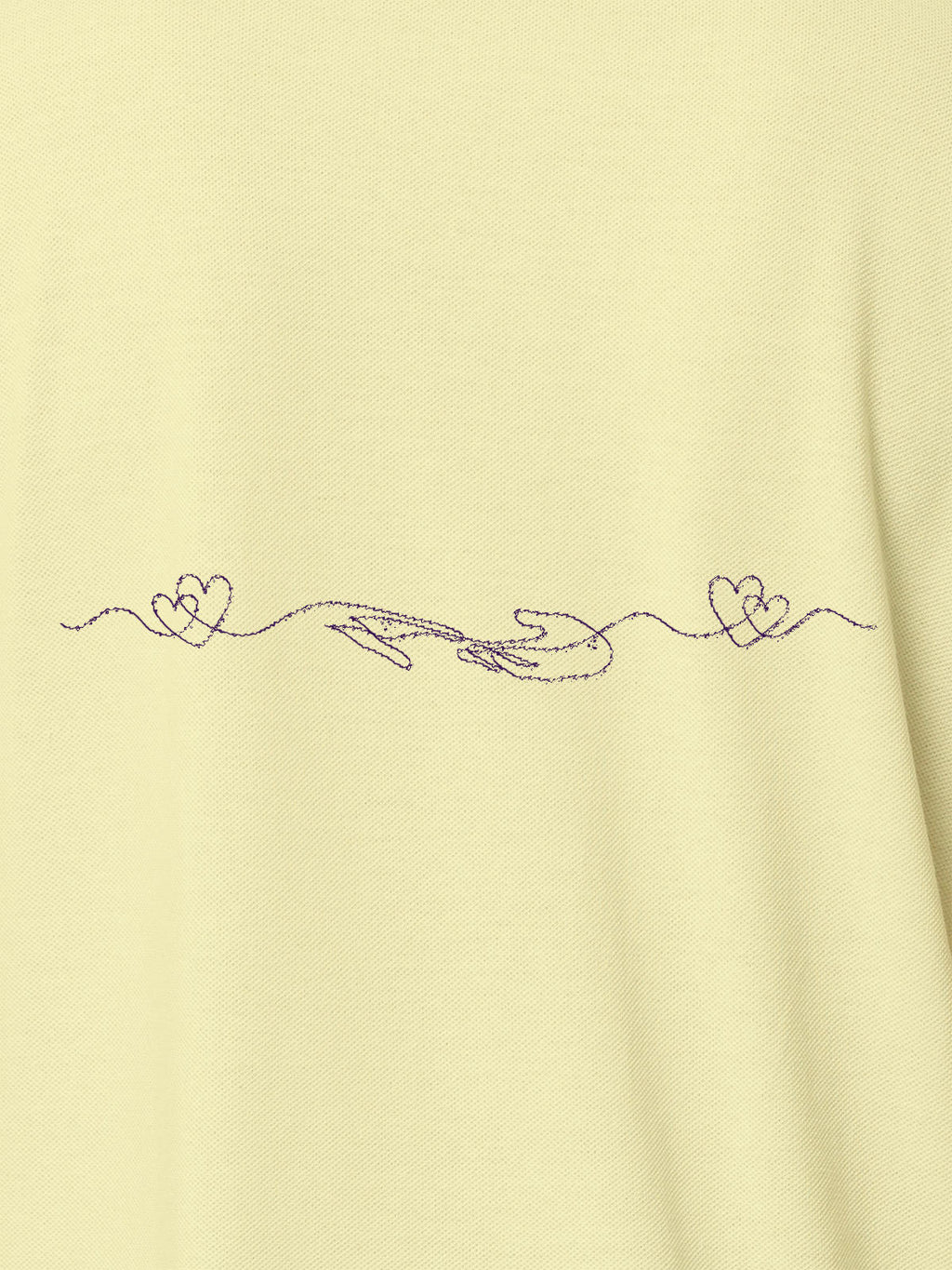 Close up of 'Empathy' design on Men's Yellow Polo T-shirt, highlighting intricate details and vibrant print.