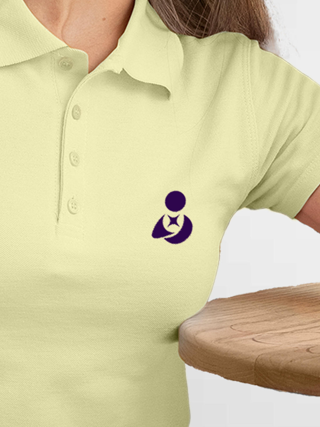 Back view of Fighterhero Women's Yellow Polo T-shirt, highlighting the modern look and clean finish