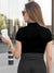 Back view of Fighterhero Women's Black Polo T-shirt, highlighting the modern look and clean finish