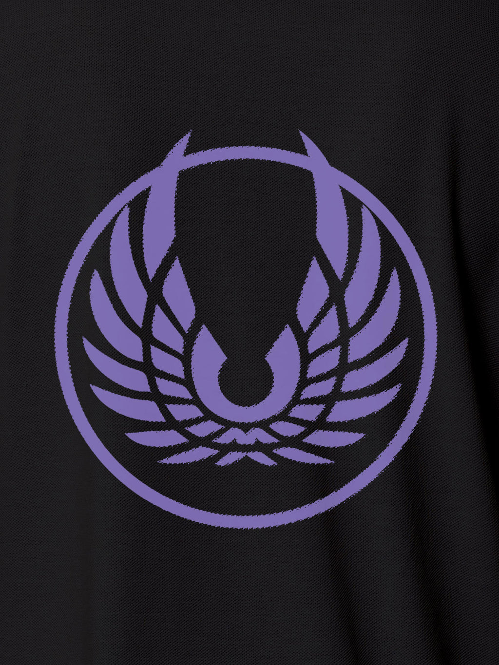 Close up of 'Free' design on Women's Dark Grey Polo T-shirt, highlighting intricate details and vibrant print.