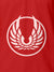 Close up of 'Free' design on Men's Red Polo T-shirt, highlighting intricate details and vibrant print.
