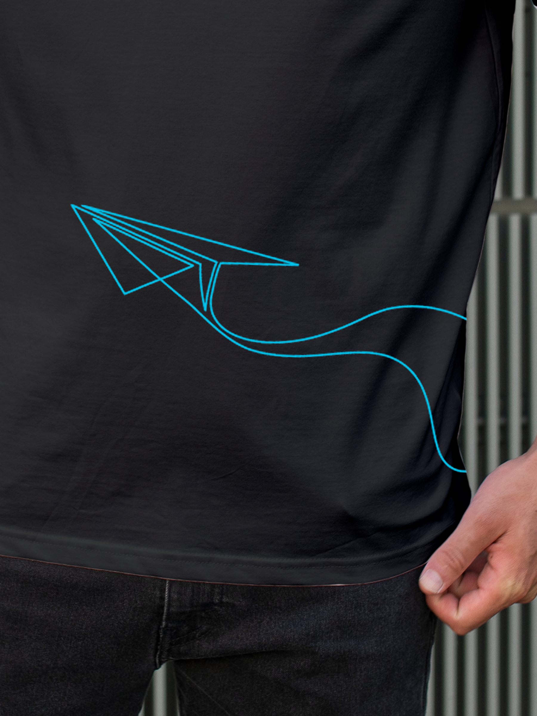 Close up of 'Empowered' design on Men's Charcoal Grey Polo T-shirt, highlighting intricate details and vibrant print.
