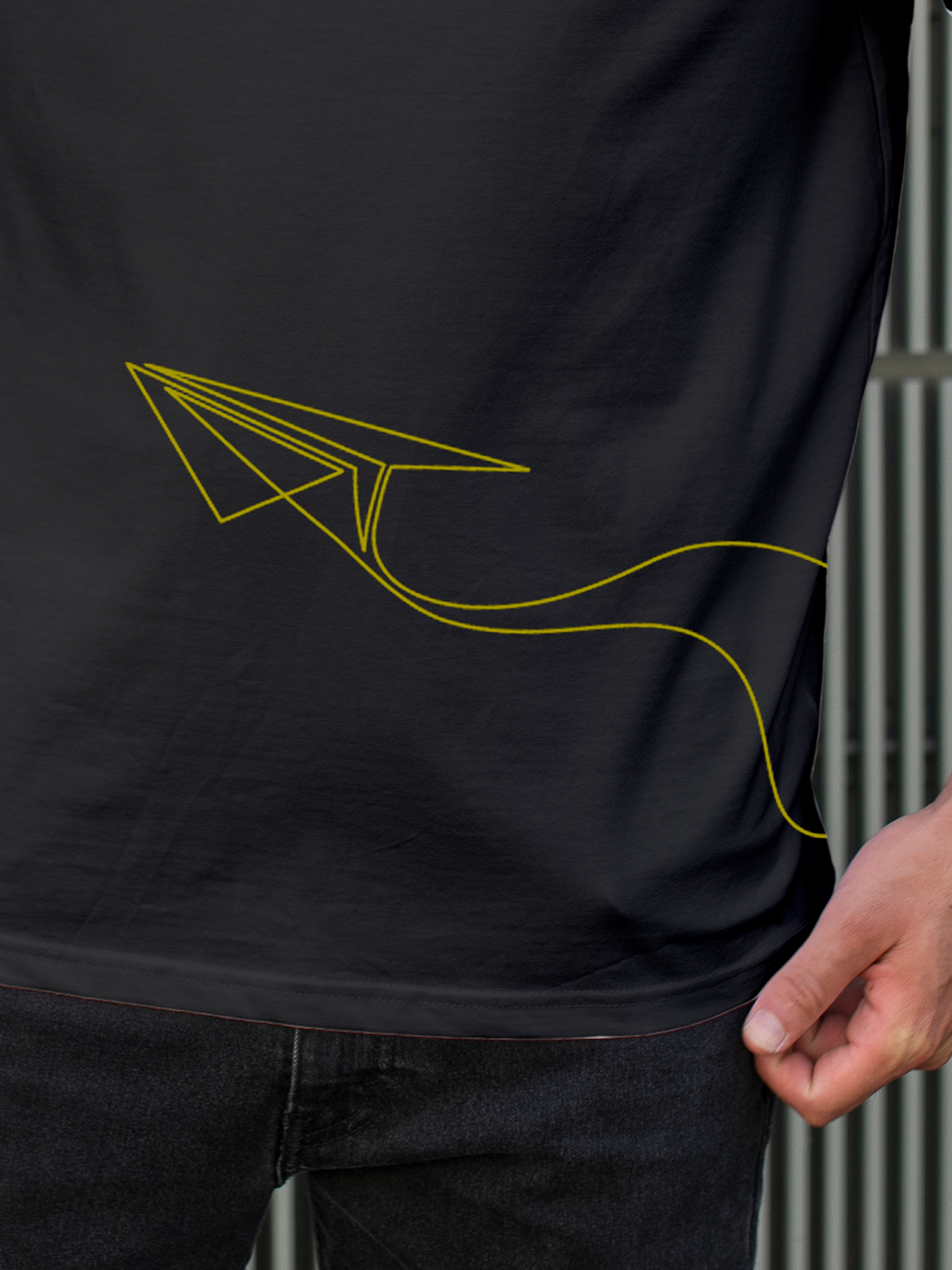 Close up of 'Empowered' design on Men's Charcoal Grey Polo T-shirt, highlighting intricate details and vibrant print.