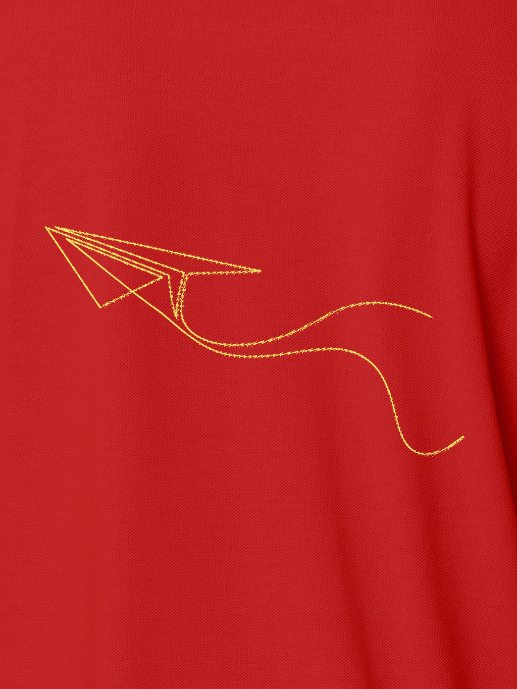 Close up of 'Empowered' design on Men's Red Polo T-shirt, highlighting intricate details and vibrant print.
