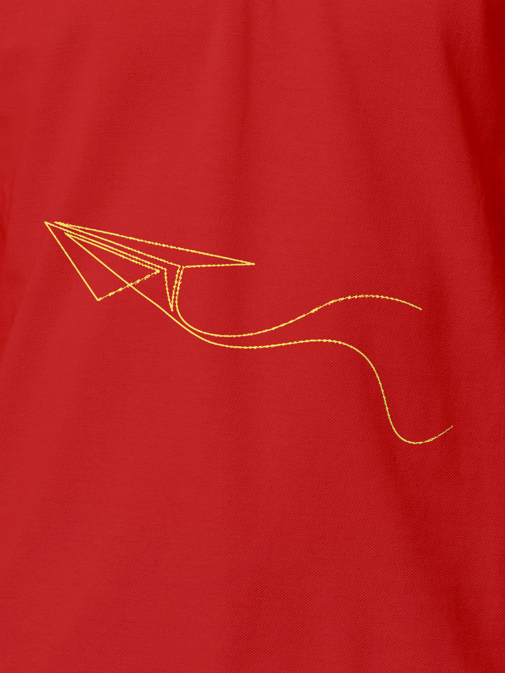 Close up of 'Empowered' design on Women's Red Polo T-shirt, highlighting intricate details and vibrant print.