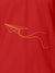 Close up of 'Empowered' design on Women's Red Polo T-shirt, highlighting intricate details and vibrant print.