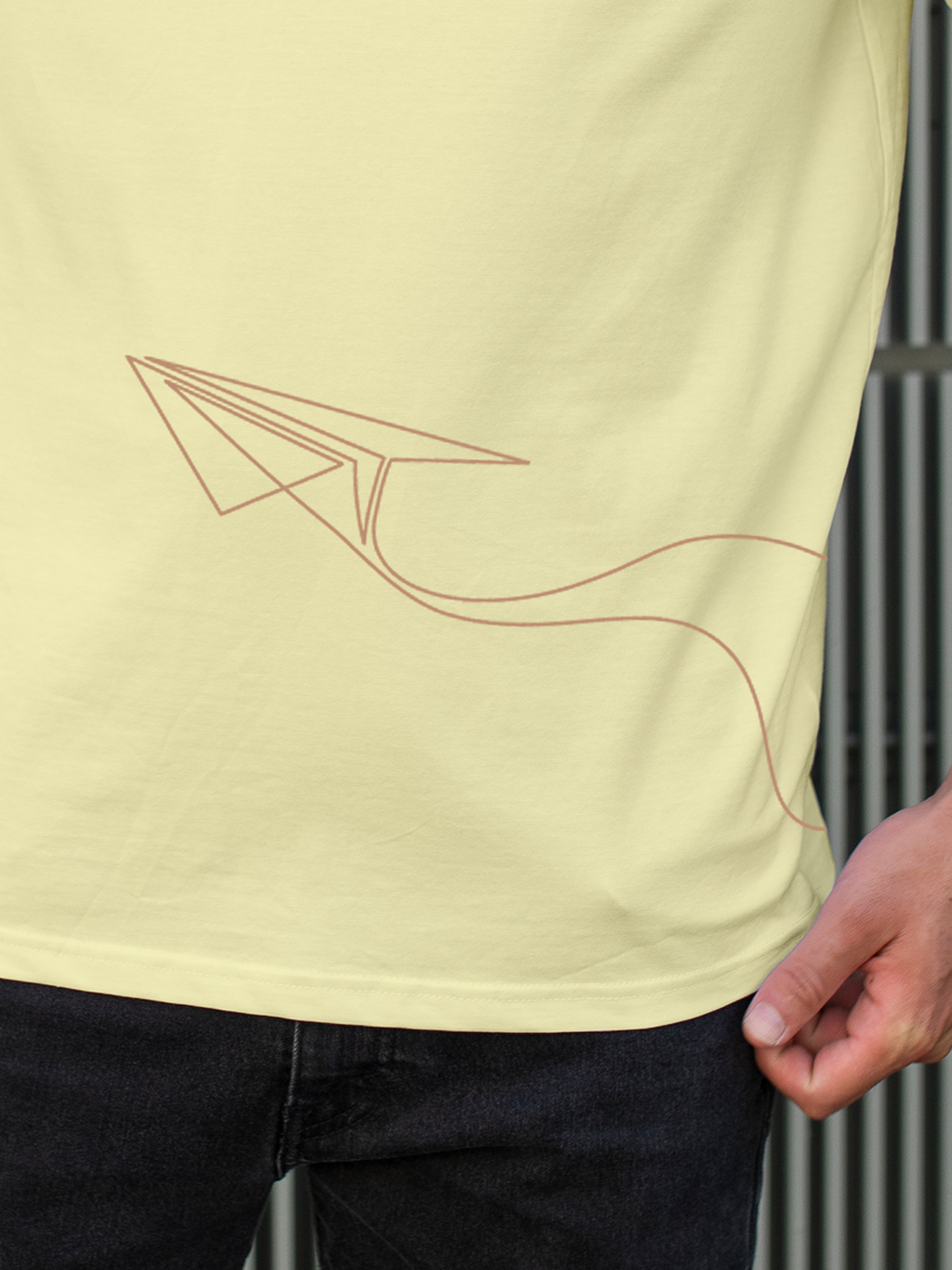 Close up of 'Empowered' design on Men's Yellow Polo T-shirt, highlighting intricate details and vibrant print.