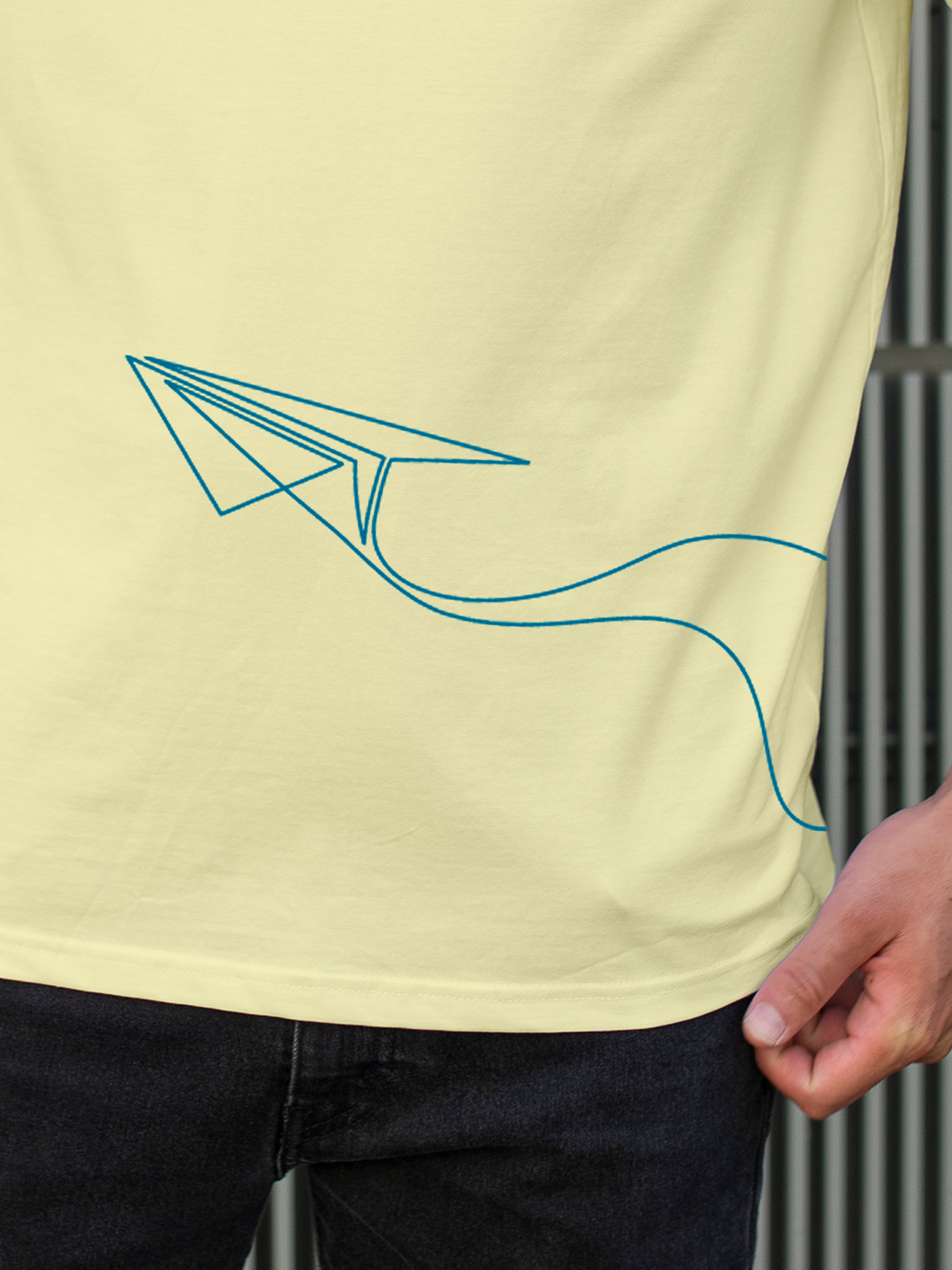 Close up of 'Empowered' design on Men's Yellow Polo T-shirt, highlighting intricate details and vibrant print.