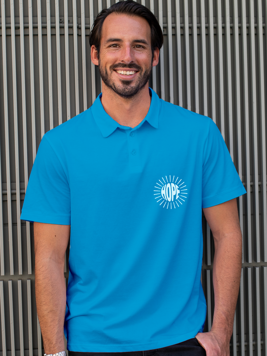 Embrace Hope in this Blue Polo
