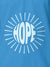 Close up of 'Hope' design on Men's Blue Polo T-shirt, highlighting intricate details and vibrant print.