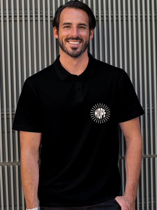 Embrace Hope in this Black Polo