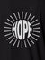 Close up of 'Hope' design on Women's Dark Grey Polo T-shirt, highlighting intricate details and vibrant print.