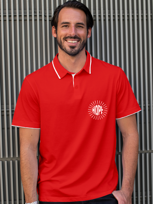 Embrace Hope in this Red Polo