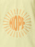 Close up of 'Hope' design on Men's Yellow Polo T-shirt, highlighting intricate details and vibrant print.