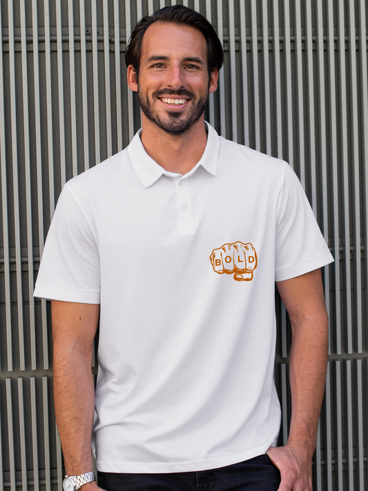 Unleash Boldness in this White Polo