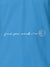 Close up of 'Find Your Mark' design on Men's Blue Polo T-shirt, highlighting intricate details and vibrant print.